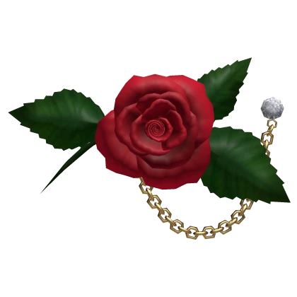Vintage Red Rose Lapel Pin Brooch Golden Chain 1.0