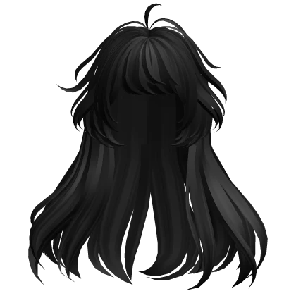 Long Straight Anime Girl Hair (Black)