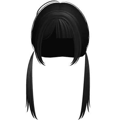 nerdy whispy hime pigtails hair in black