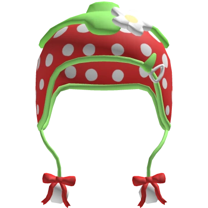 ♡ Strawberry Red Beanie with flower and clips♡