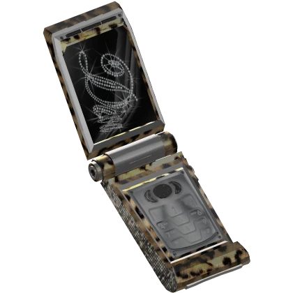 Cheetah Leopard McBling Y2K Rhinestone Flip Phone