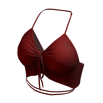 Tied Top Red Hawaiian Urban Tube Crop Bikini Y2K
