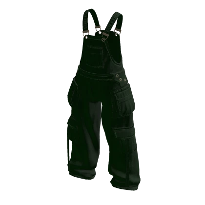 Baggy Oversized Denim Overalls in Dark Green