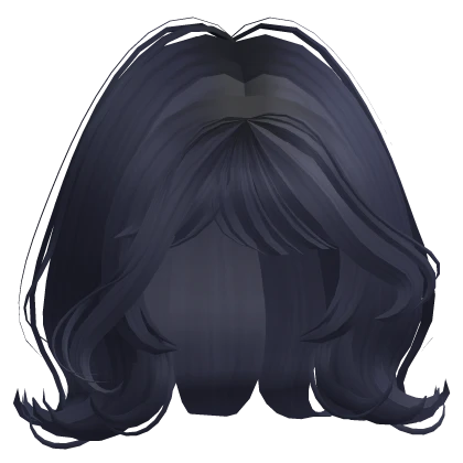 ♡ Short Wispy Swirled Bob in Dark Navy Blue