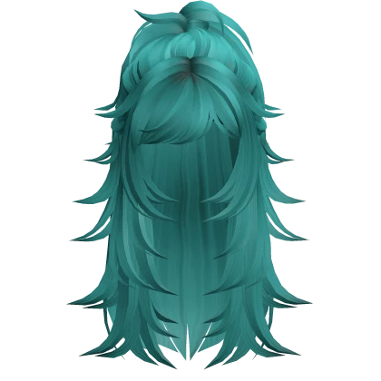 Y2K Messy Half Up Hair (Teal)