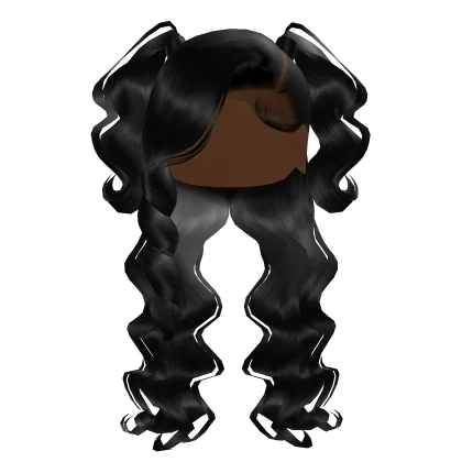 Side Part W/ Pony Curls In Black