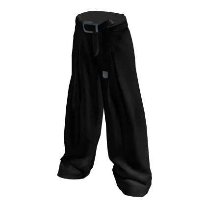 MARCHÉE - Black Wide Leg Pleated Trousers