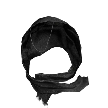 Black Short Hood Scarf w/ Cross