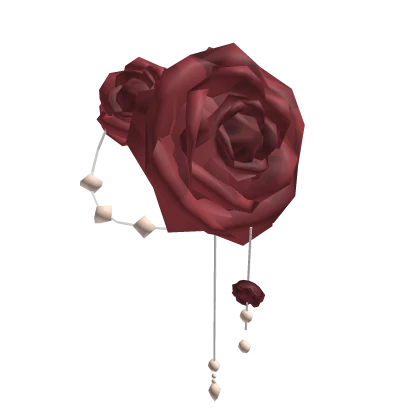 Elegant Pearl Floral Rose Headpiece in Red (L)