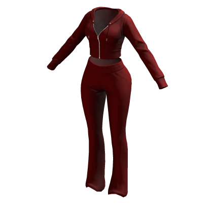 Tracksuit Red Euina Outfit Flared Pants Crop Top