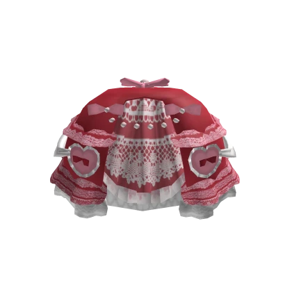 Cute Valentines Heart Hime Skirt in Strawberry Red