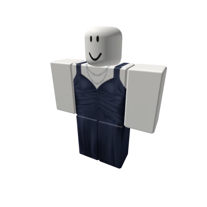 navy blue vintage satin dress w/ pearls