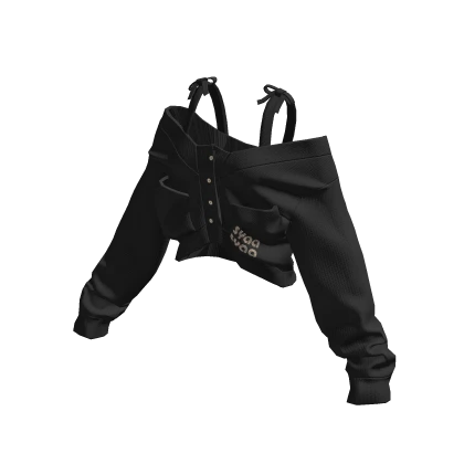 ☆ black off shoulder cropped oversized cardigan