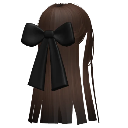 Straight Half up Hair w/ Black Bow Brown