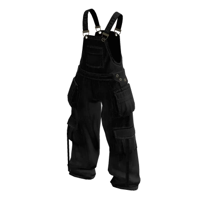 Baggy Oversized Denim Overalls in Black