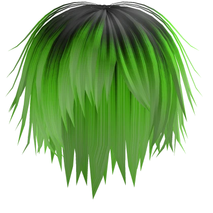 Messy Bangs Ombre Emo Hair Green