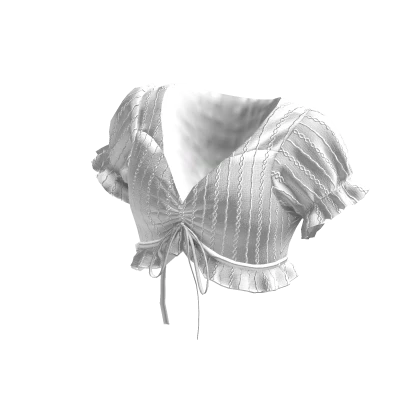 Eyelet Tie-Front Puff Sleeve Crop Top