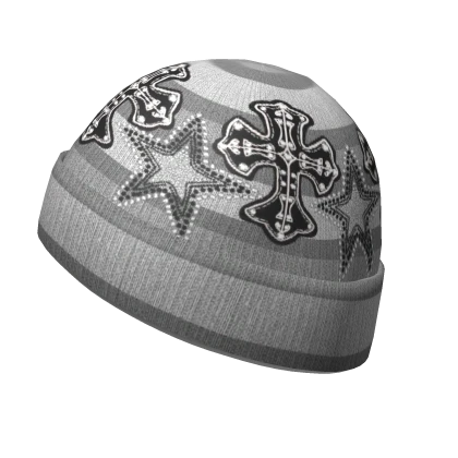 Y2K Star Crossed Beanie (White)