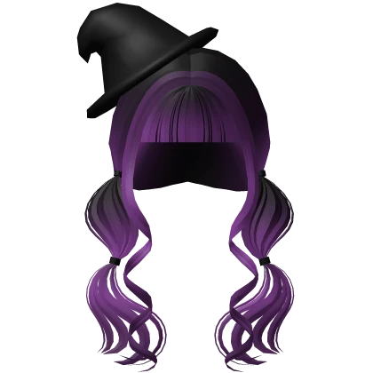 ♡ Halloween Witch Preppy Pigtails Hair Purple Fade