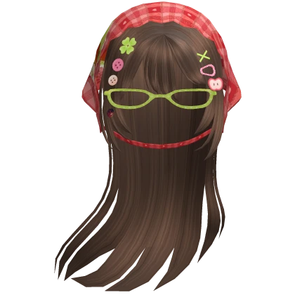 ♡ igari flowy hair w/ bandana and clips (brown) 