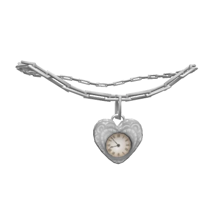 Heart Clock Necklace - 1.0 silver