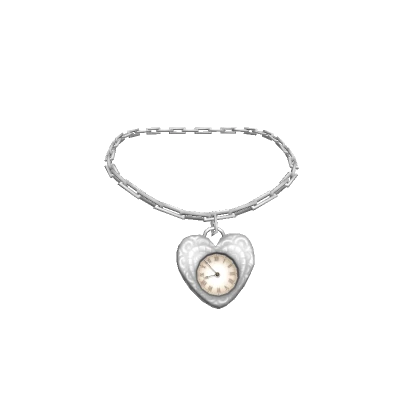 Heart Clock Necklace - 3.0 silver