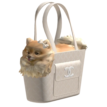 CC dog purse bag mcbling vintage 2000s creme white