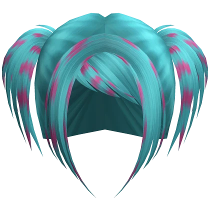 ☆ scene rockstar messy pigtails ocean blue n pink