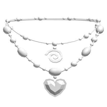 ♡ White Detailed Heart Charmed Necklace