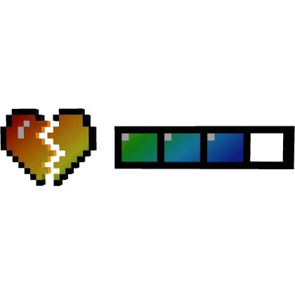 Rainbow Broken Heart 8-Bit Health HP Bar