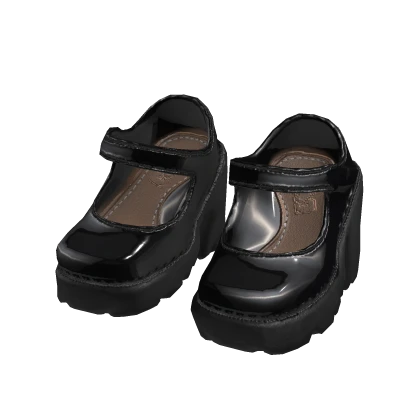 Shiny Mary Janes | Black