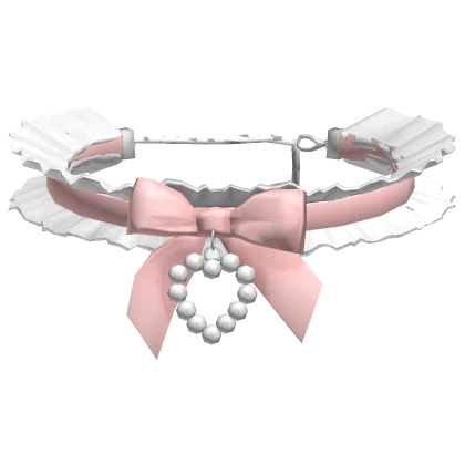 Valentines Pearl Heart Ribbon Choker