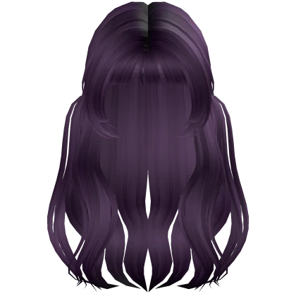 ♡ Kawaii purple long wavy low side pigtails