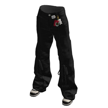 Black Baggy Cargo Pants with Keychain 🫐