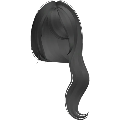 Long Dark Grey Flowy Side Ponytail W Bangs