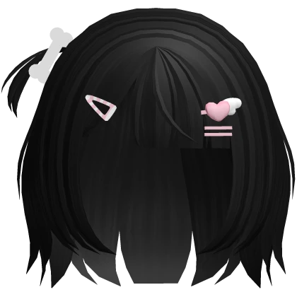 ♡ cutecore short side pigtail /w clip hair black