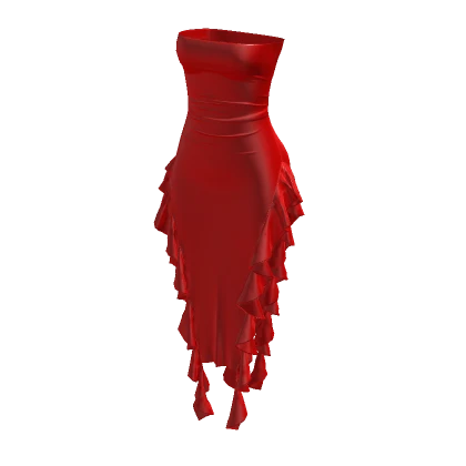 ruffle red glossy dress