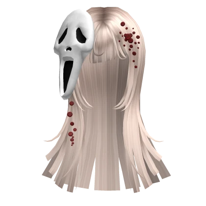 ash blonde spooky screaming mask hair w/ red gems