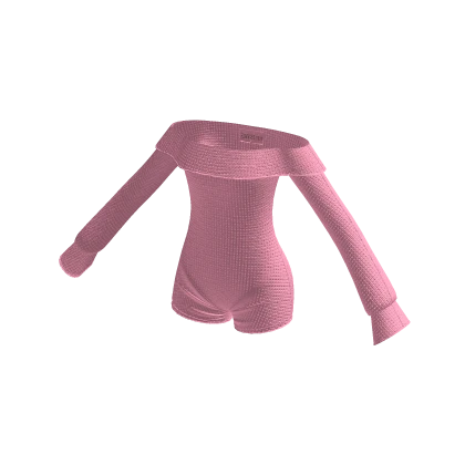 ♡ Off Shoulder Pink Baddie Knit Jumpsuit