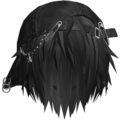 Scene Anime Boys Hair w/ Distressed Cap (Black)