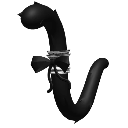 Cute Black Elegant Maid Kitty Tail (Black Bow)