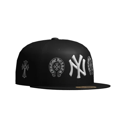 Black NY Cross Fitted Cap