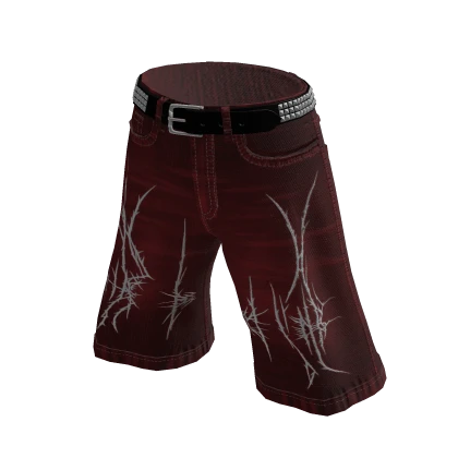 Baggy Red Cyber Sigil Jorts