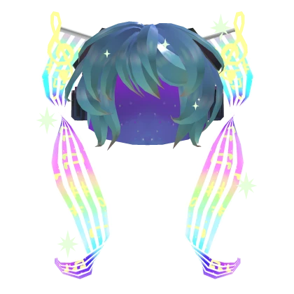 🎶Rainbow Hatsune Miku hair with shiny music notes