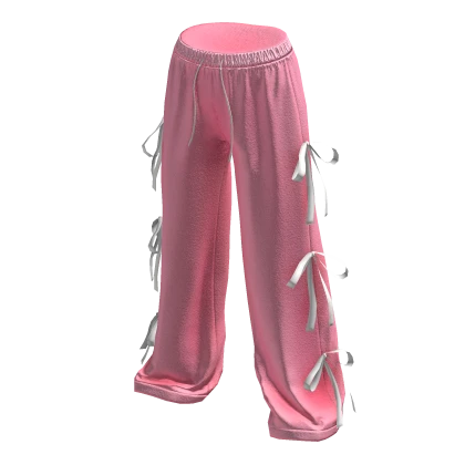 ✨ Coquette Silk Bow Pink Ribbon Pants