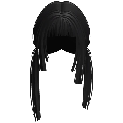 Harajuku Hime Cut Low Pigtails (Black)