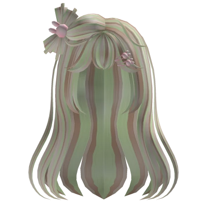 cute wavy hair with bunny clips in mint neapolitan