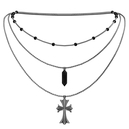 Layered Gothic Beaded Cross Necklace