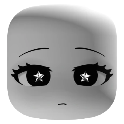Cute Face w/ Blinking Stars in Black Eyes - White