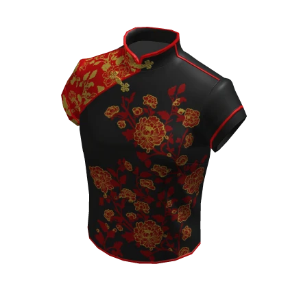 Chinese New Year Cheongsam Qipao Top - Black Red